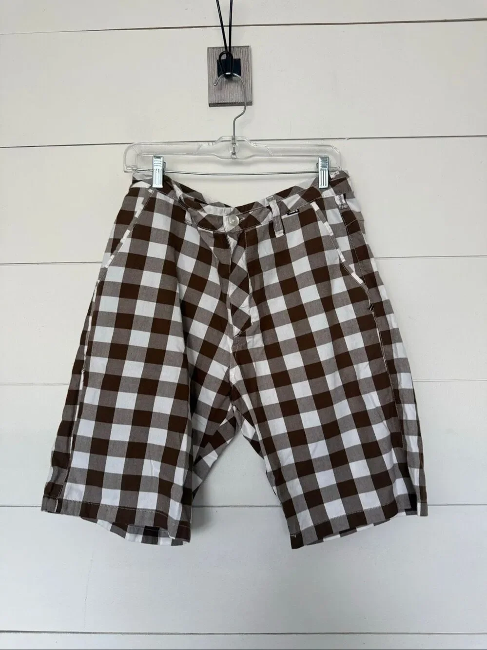 Hurley Men’s 33 Brown Plaid Patterned Men’s Shorts